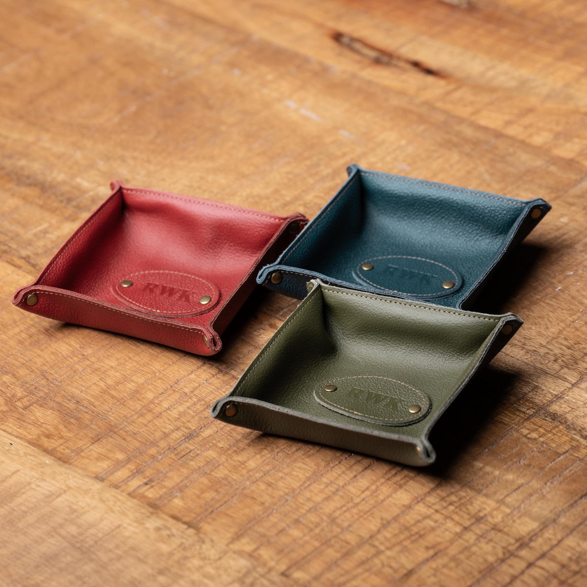 The Monticello Fine Leather Personalized Desk Valet Caddy Tray for Dresser or Office Gift