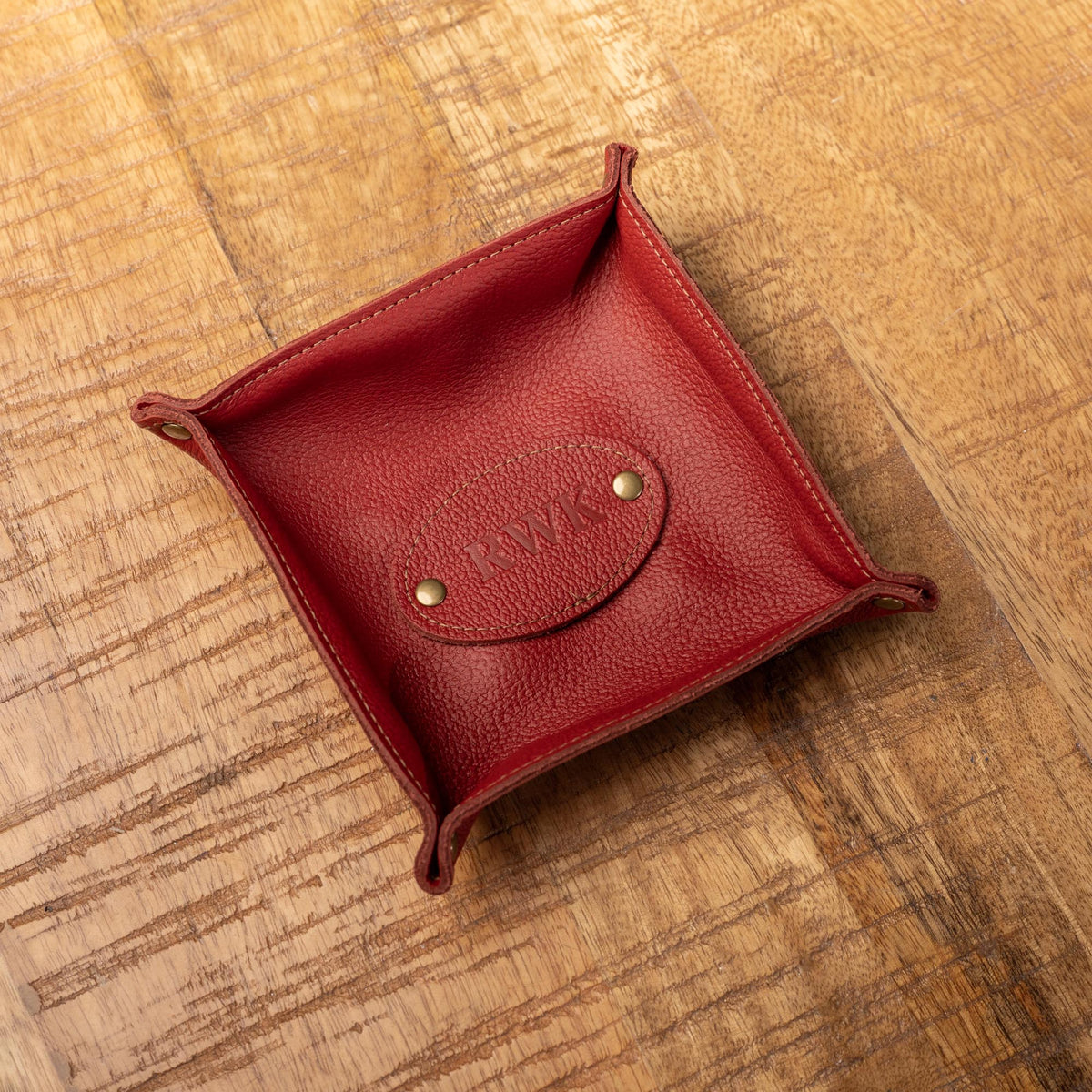 The Monticello Fine Leather Personalized Desk Valet Caddy Tray for Dresser or Office Gift