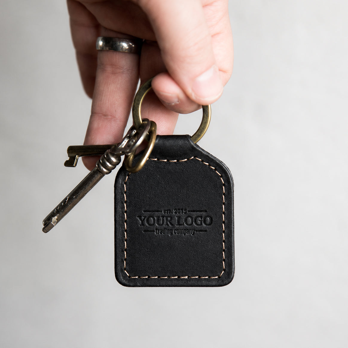 Fine Leather Key Chain - Add a Custom Logo